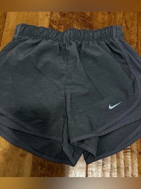 Nike Women’s Dark Charcoal Athletic Shorts with Light Swoosh